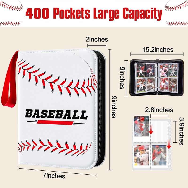 efunny Baseball Card Binder 4 Pocket Gifts for Boys Girls, Waterproof 400 Pockets Card Holder Album with 50 Removable Sleeves for Trading Card - Binder Display Storage Carrying Case for Baseball Cards - Image 4